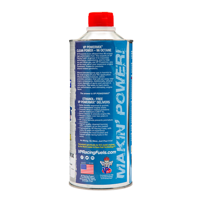 VP Racing Powermix 2-Cycle Blend RC Nitro Fuel - 25:1 Premixed Quart - Case of 8