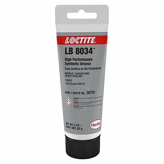 36 Tube Case Loctite LB 8034 High Performance Synthetic Grease, NLGI 2 ViperLube GC-LB NSF H1 Food Grade, 3 oz. Tube (85g)